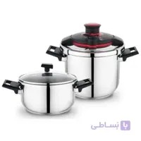 زودپز دو قلوی شفر مدل Tempo گنجایش 4 و 6.5 لیتر سیاه و قرمز