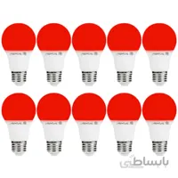 لامپ ال ای دی 9 وات رنگی پارس شعاع توس پایه E27 بسته 10 عددی