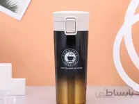 تراول ماگ استیل دو رنگ کافی coffee سفید طلایی 500 سی سی ا coffee travel mag