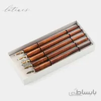 ست دسته قلم چوبی رنگ قهوه ای