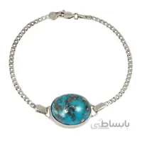 دستبند نقره بازرگانی میلادی مدل سنگ فیروزه کد dp_454