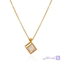 گردنبند طلا زنانه طرح مکعب با کریستال کد XN320