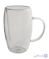 لیوان شیشه ای دسته دار دوجداره