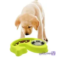 ظرف آب و غذای سگ Dog Bowl آرام خور ضد پریدن در گلوی پت طرح ماهی - رنگ سبز فسفری