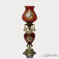 شمعدان قرمز طرحدار پایه ماهی