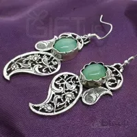 گوشواره نقره نگین عقیق سبز