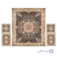 روتختی 5 تکه ترمه نگین خاتم طرح افشار رنگ سرمه ای