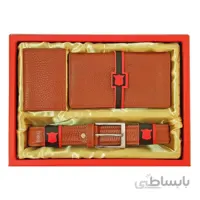 ست کیف پول کمربند و جاکارتی چرم طبیعی مردانه ST1022