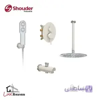 شیر توکار حمام شودر مدل روگن شیری کروم (سردوش پلاستیک ABS) تیپ 4