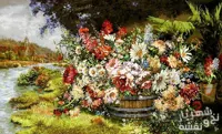 وسایل آماده بافت تابلوفرش گل و رودخانه - b32