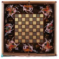 تخته نرد و شطرنج خاتم اعلا با نگارگری چوگان ۵۰ در ۵۰