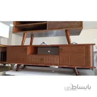 میز تلویزیون مدل بغل خم رنگ قهوه ای طول 130 سانتی متر