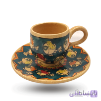 فنجان و نعلبکی سفالی طرح ماهی کد 0804