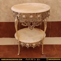میز تلفن برنزی دو طبقه گل آفتابگردان قطر ۵۰