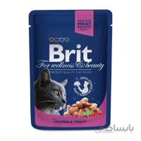 غذای پوچ گربه بریت Brit با طعم ماهی سالمون حاوی سس وزن 100 گرم