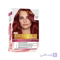 کیت رنگ مو لورآل شماره 6.66 سری Excellence رنگ قرمز شرابی