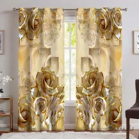 پرده پذیرایی گل سه بعدی طلایی pk-2051
