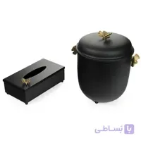 ست سطل و جا دستمال سالینو مدل پروانه مشکی کد M-422413