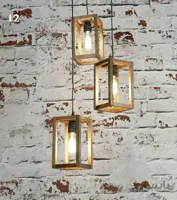 لوستر آویز مکعبی چوبی مدل L2