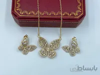 نیم ست گردنبند و گوشواره پروانه در دو رنگ نقره ای و طلایی