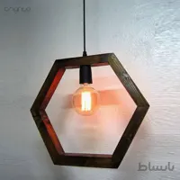 چراغ اویز چوبی هندسی شش ضلعی