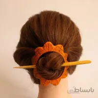 گیره مو دوتایی دستساز چوبی طرح گل بلندر کد ۱۰۲۴۵۲