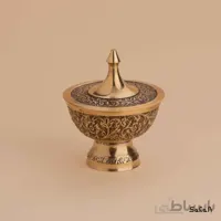 قندان پایه دار برنجی طلایی مدل شازیا