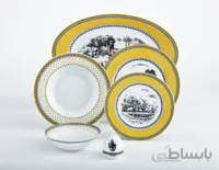 سرویس غذاخوری 102 پارچه چینی زرین ایران سری ایتالیا اف مدل ویلیج ( Village )درجه یک