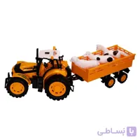اسباب بازی ماشین تراکتور قدرتی حیوانات اهلی بزرگ درج زرد