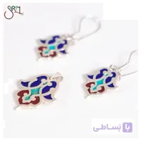 نیم ست نقره میناکاری دست ساز طرح ترنج مدل 0106