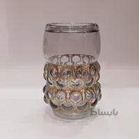 گلدان شیشه ای دستساز استوانه برنجی یاسی