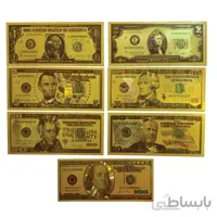 مجموعه 7 عددی اسکناس دلار آمریکا روکش آب طلا