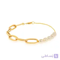دستبند طلا طرح زنجیر کارتیه با مروارید کد XB602