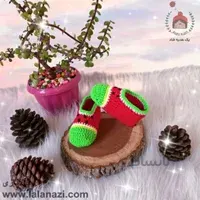 پاپوش بافتنی کودک طرح هندوانه ( کد 30414 )