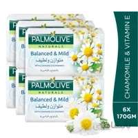 صابون پالمو لایو ۱۷۰ گرم – متعادل و ملایم – دارای خواص بابونه و ویتامین E – باکس ۶ عددی – Palmolive Natural Balanced & mild – with Chamomile and Vitamin E