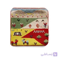 کوسن گلیم گبه دستباف طرح زندگی عشایر 44 - 40×40 سانتی