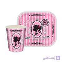پیش دستی و لیوان تم تولد باربی