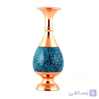 گلدان فیروزه کوب صراحی مسی ۱۴سانتی متری