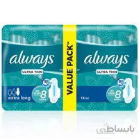 نوار بهداشتی الویز مدل Ultra Thin سایز extra long بسته 14 عددی ا Always ultra thin extra long 14 pads