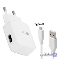 شارژر دیواری فست شارژ اورجینال LG 1.8A 15W + کابل Type-C