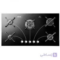 اجاق گاز پنج شعله سرامیکی استیل البرز مدل C 5902 ا ابعاد خارجی اجاق : 92X52 سانتیمتر