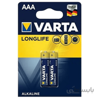 باتری نیم قلمی آلکالاین وارتا LONGLIFE AAA بسته 2 عددی