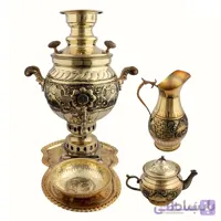 سماور زغالی کیهان مدل سیاه قلم ظرفیت 4 لیتر به همراه سرویس