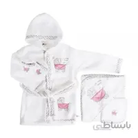 ست حوله نوزادی 5 تکه طرح کالسکه صورتی بیبی فورلایف Baby4life