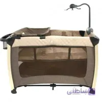 تخت و پارک نوزاد سبددار بیبی فور لایف قهوه ای Baby4life