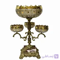كاسه آجیل جوری با 3 پياله کلاسیک لب طلا پايه برنز