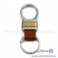 جاکلیدی چرم و فلز نقره ای رنگ