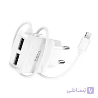 شارژر دیواری دو پورت Hoco مدل C59A خروجی 2.1 آمپر همراه با کابل آیفونی