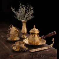 ست قهوه خوری برنجی طلایی کد 031