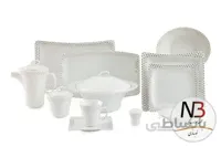 سرویس چینی زرین 12 نفره کامل اسپاتی پلاتینی الیسه (97 پارچه) ا Zarin Iran Vinci-Elise Spotty-Platinium 97 Pieces Porcelain Dinnerware Set